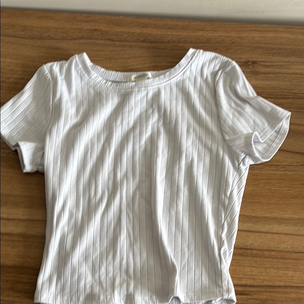 White Striped Short Sleeve Top
